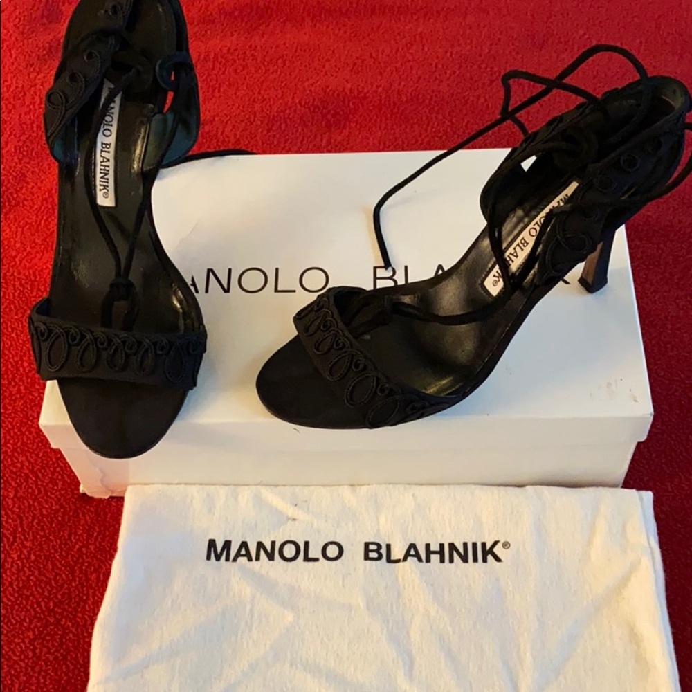 Gently used Manolo Blahniks with box and bag.